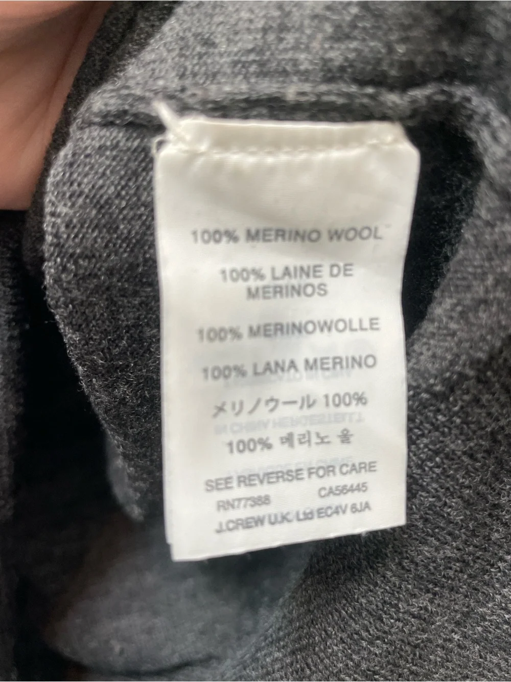 J. Crew Charcoal Gray 100% Merino Wool Sweater Size XS